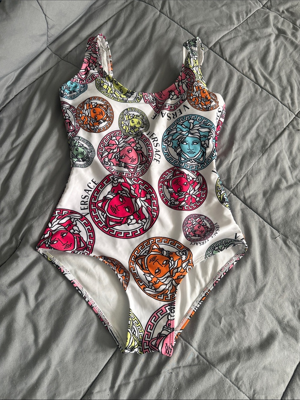 Versace White Multicolor Medusa Print One-Piece Swimsuit - Picture 5 of 5